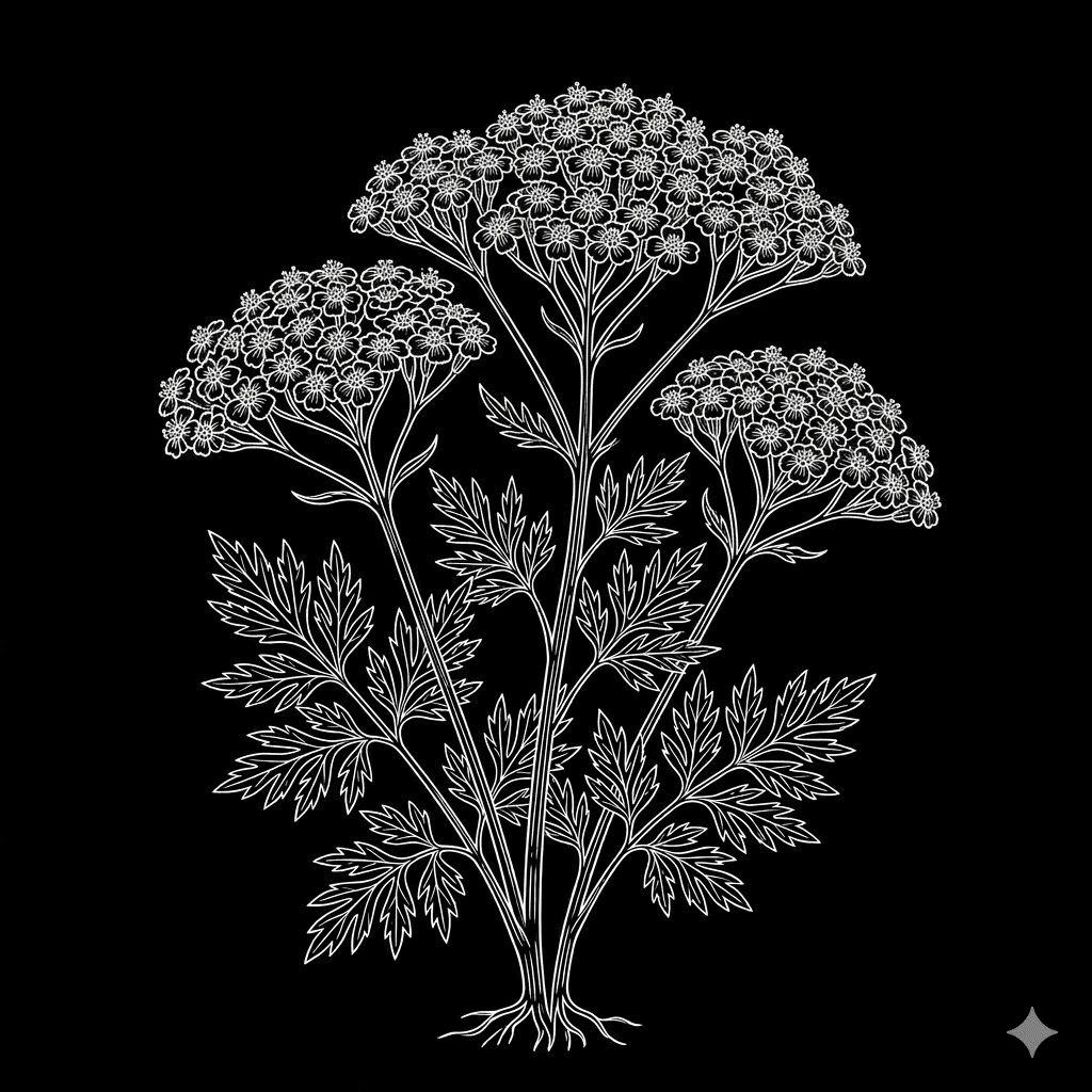 Achillée millefeuille — illustration botanique